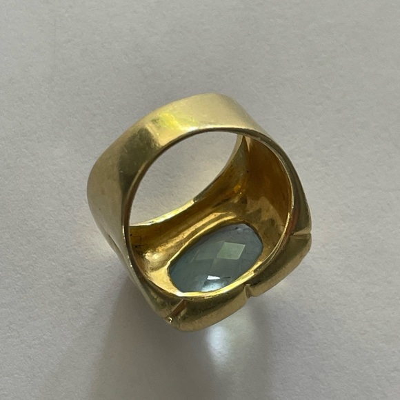 18k Gold Vintage Italian Ring with Aqua - Picture 8 of 15